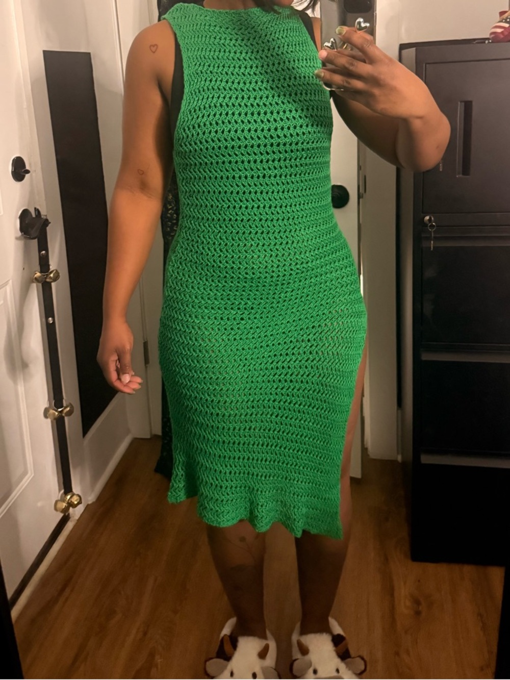 Sleeveless Knit Green Midi Dress
